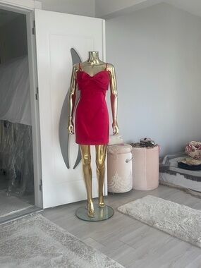 Marciano Red Bow-Front Spaghetti-Strap Mini Dress